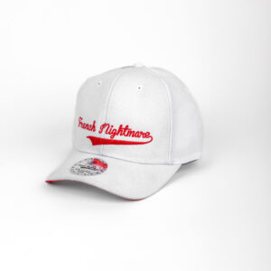 Cursif 6 pans Profil haut visière arrondie snapback blanc