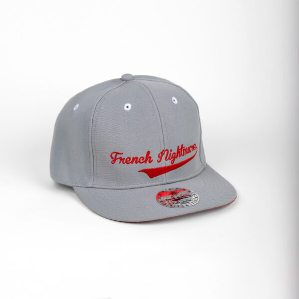 Cursif 6 pans Profil Haut visière plate snapback gris – Image 3