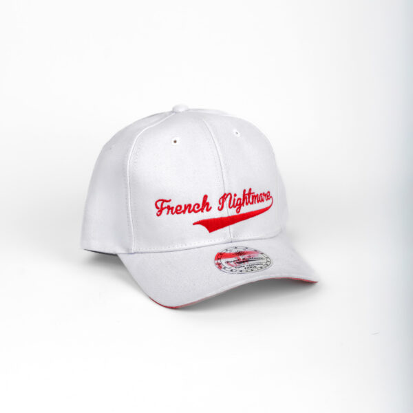 Cursif 6 pans Profil haut visière arrondie snapback blanc – Image 3