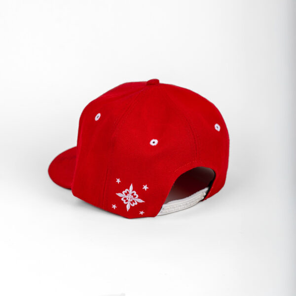Cursif 6 pans Profil haut baseball visière plate snapback rouge – Image 2