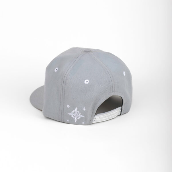 Cursif 6 pans Profil Haut visière plate snapback gris – Image 2